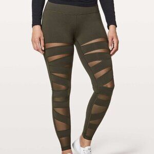Lululemon Wunder Under Pant Hi-Rise‎ Tech Mesh Olive Women's Sz 4 W5AWLS B1